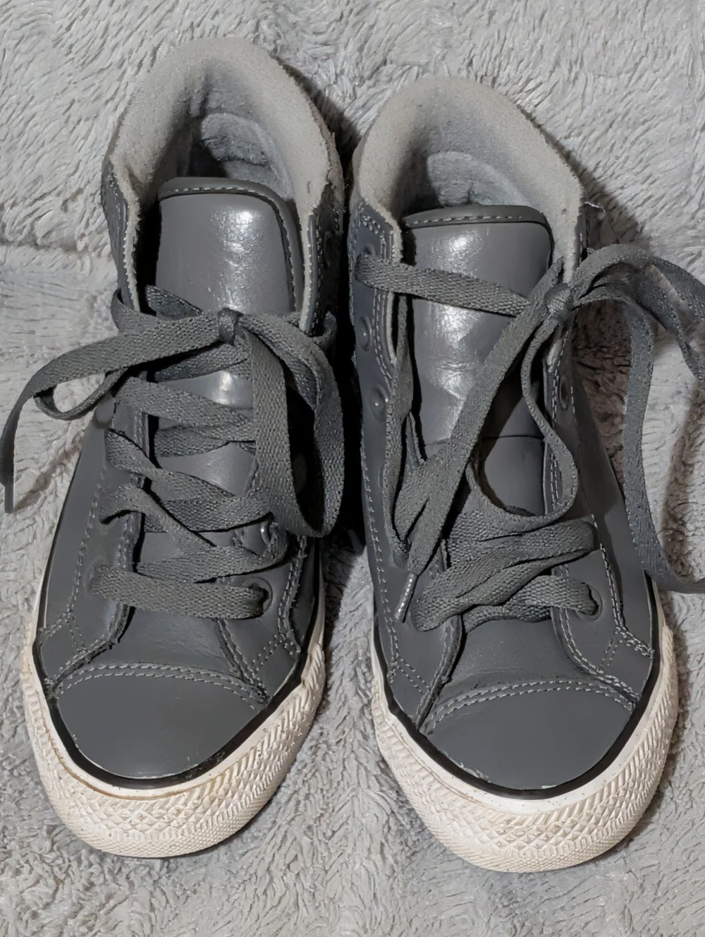 Converse Big Kids' Leather Gray All Star High-Top Sneakers Size 4